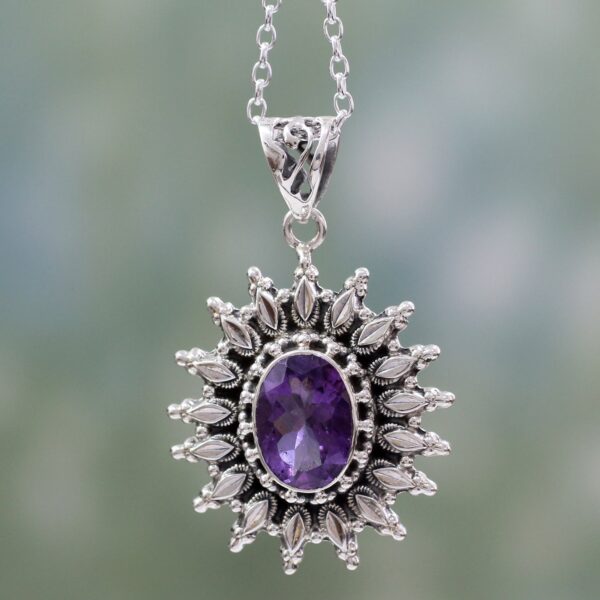 3.5 Carat Amethyst and Silver Artisan Crafted Necklace, 'Eternal Radiance'