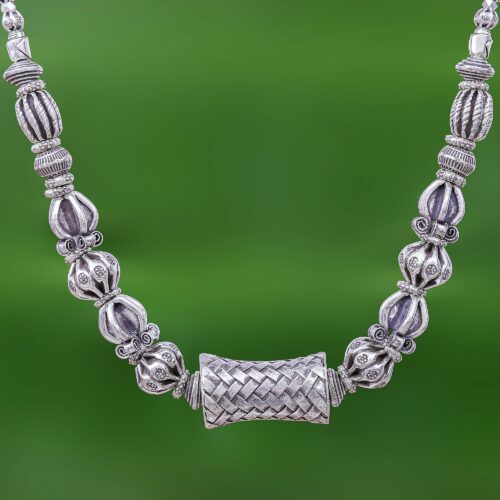 950 Karen Hill Tribe Silver Bead Necklace, 'Tribal Karen'