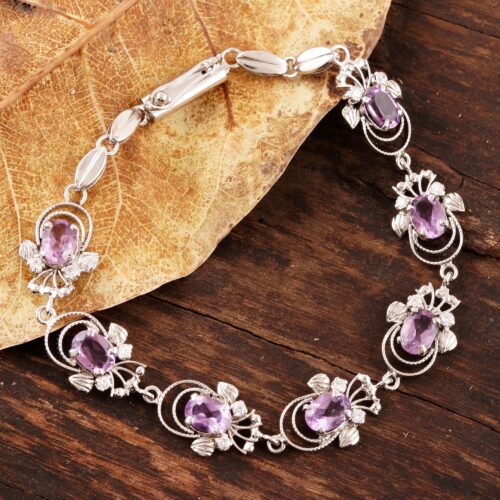 Amethyst bracelet, 'Mystical Butterflies'