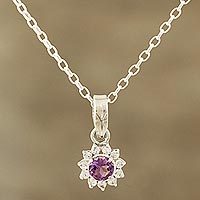 Amethyst pendant necklace, Gleaming Flower