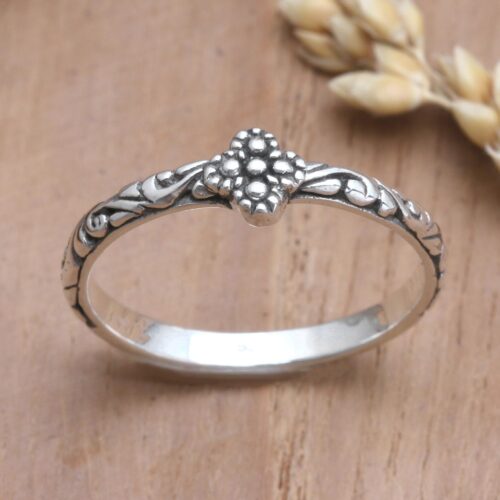 Artisan Crafted Slender Sterling Band Ring, 'Fairytale Ending'