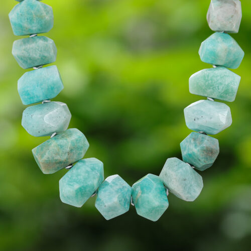 Bohemian Amazonite and Hematite Beaded Necklace, 'Victory Meditations'