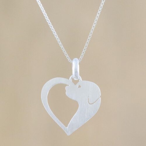 Dog Heart Sterling Silver Pendant Necklace from Thailand, 'Soul of a Puppy'