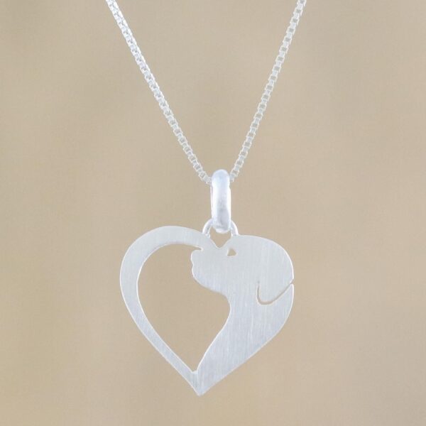 Dog Heart Sterling Silver Pendant Necklace from Thailand, 'Soul of a Puppy' Dog Heart Sterling Silver Pendant Necklace from Thailand, 'Soul of a Puppy'