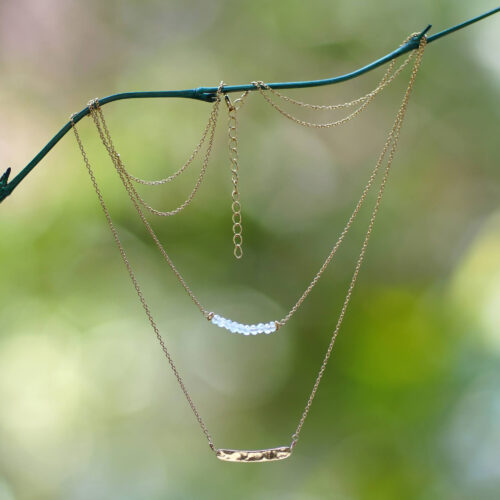 Double-Strand Necklace with Rainbow Moonstone, 'Sparkle & Gleam'
