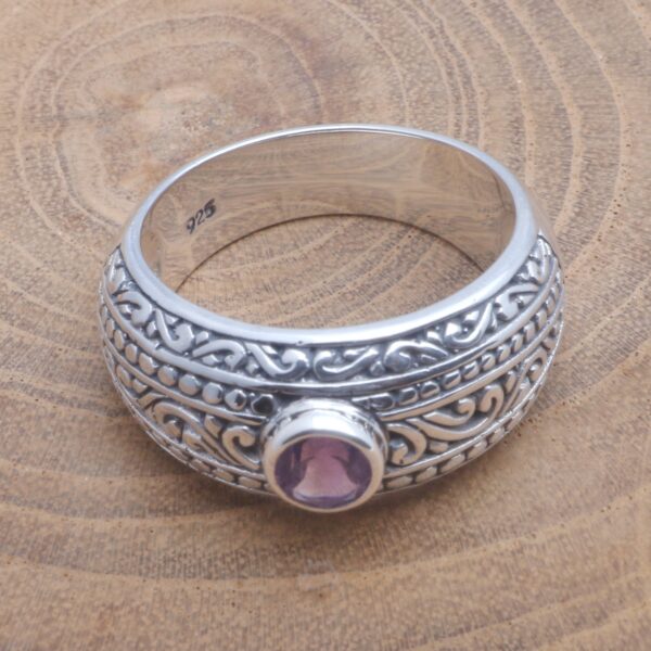 Faceted Amethyst Ring Crafted in Bali, 'Sensational Gem' Faceted Amethyst Ring Crafted in Bali, 'Sensational Gem'