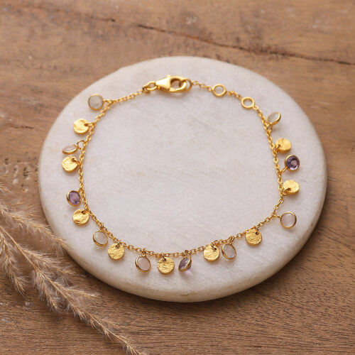 Fairy-Inspired Gold-Plated 2-Carat Multi-Gemstone Bracelet, 'Fairy Fusion'
