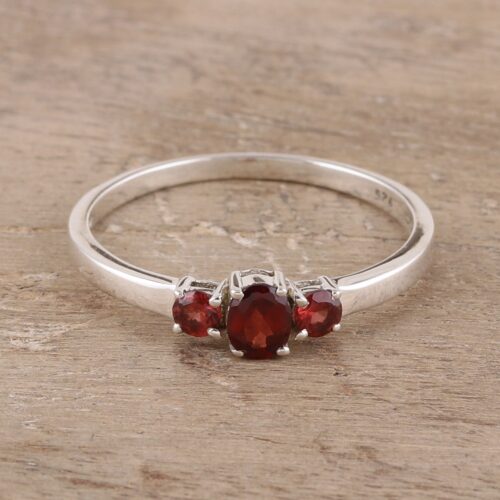 Garnet Ring India Birthstone Jewelry, 'Passion's Glow'
