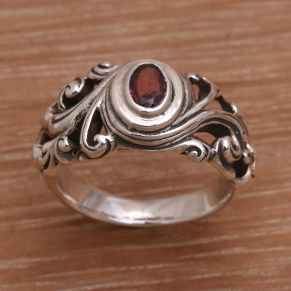 Garnet solitaire ring, 'Good Morning'