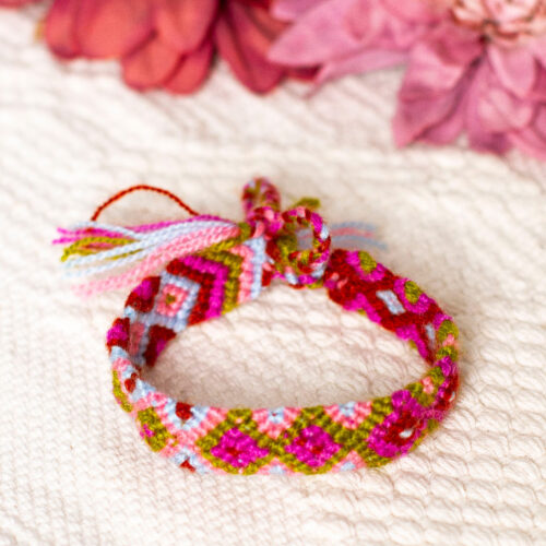 Geometric Textured Hand-Loomed Cotton Friendship Bracelet, 'Best Friends'