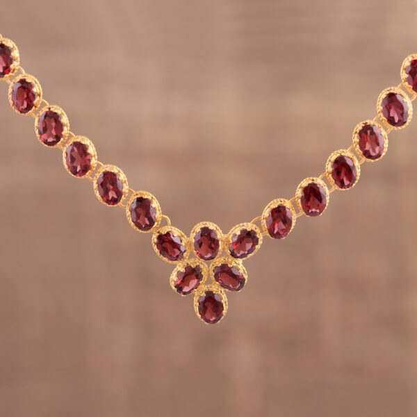 Gold Vermeil Garnet Link Necklace Handcrafted in India, 'Cherry Garland'