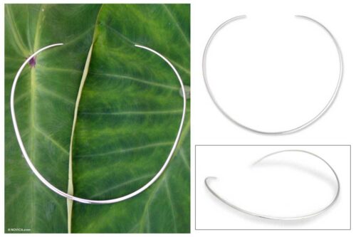 Hand Crafted Sterling Silver Collar Necklace, 'Minimalist'