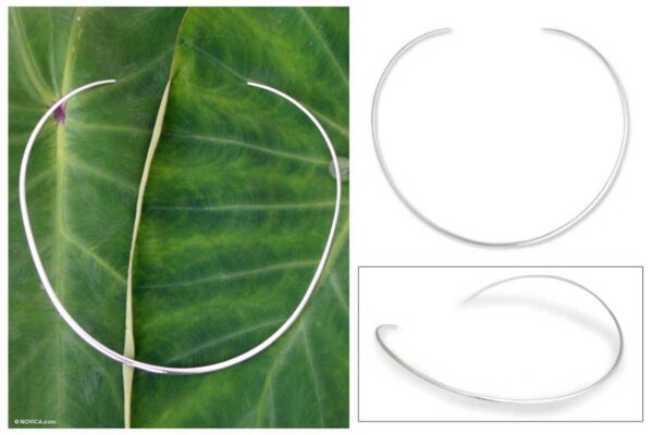 Hand Crafted Sterling Silver Collar Necklace, 'Minimalist'