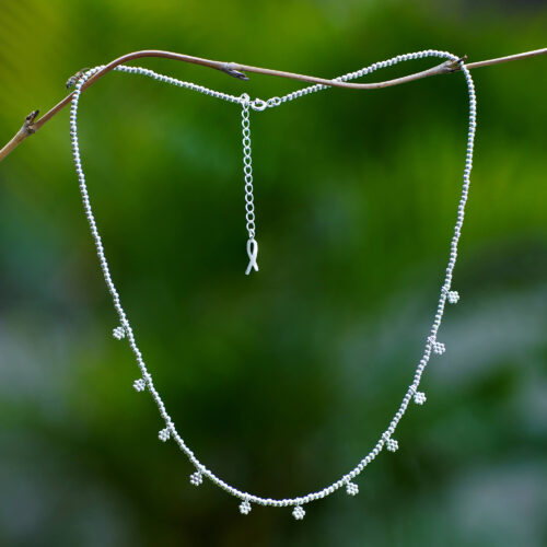 Hand Made Sterling Silver Floral Charm Necklace, 'Petite Fleur'