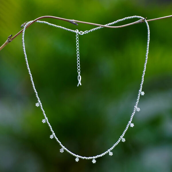 Hand Made Sterling Silver Floral Charm Necklace, 'Petite Fleur'