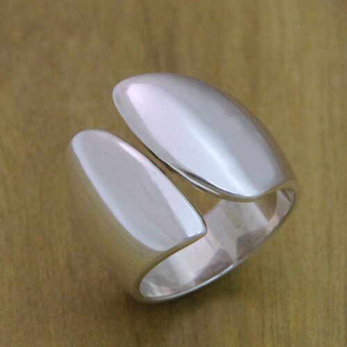 Handcrafted Balinese Sterling Silver Cocktail Ring, 'Angel Wings'