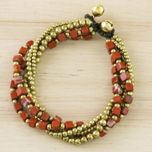 Handcrafted Colorful Jasper Torsade Bracelet from Thailand, 'Boho Beautiful'