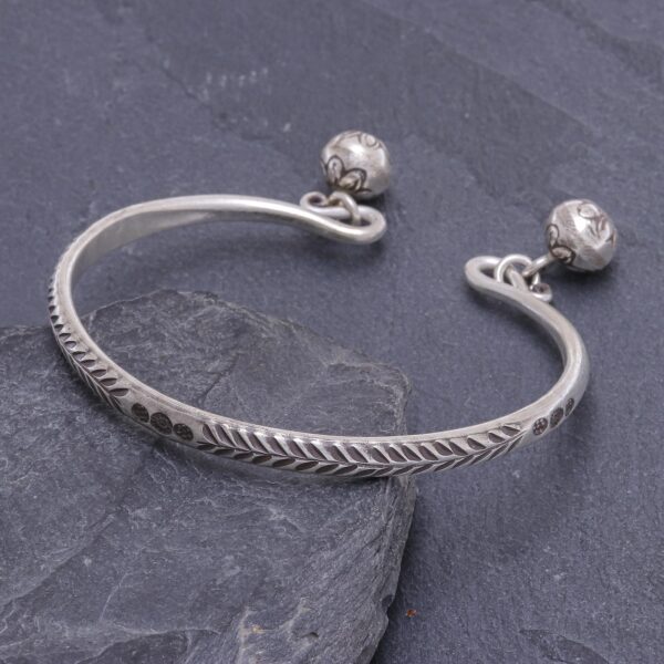 Handmade Sterling Silver Floral Cuff Bracelet, 'Bells Ring'