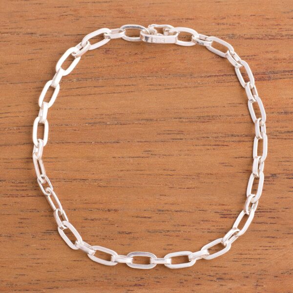 High-Polish Sterling Silver Link Bracelet from Peru, 'Minimalist Flair'