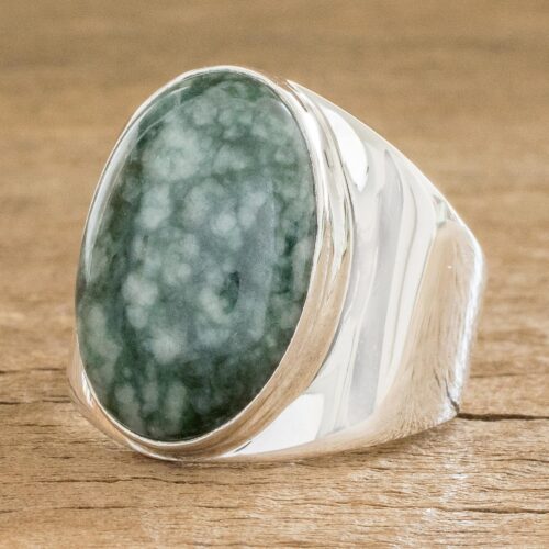Jade Ring for Men, 'Truth and Life in Light Green'