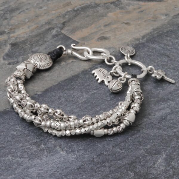 Karen Hill Tribe 950 Silver Beaded Bracelet, 'Karen Celebration'