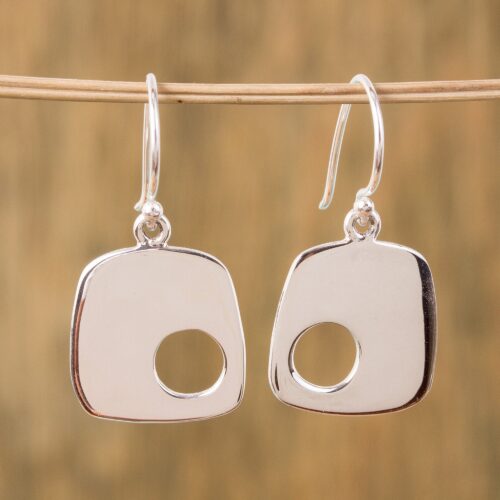 Modern 950 Silver Dangle Earrings from Mexico, 'Abstract Idea'