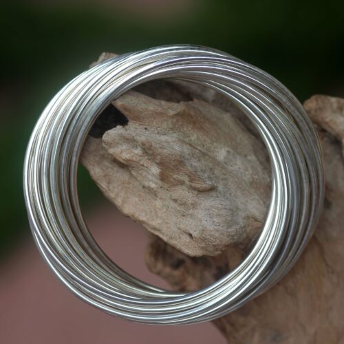 Modern Artisan Crafted Sterling Silver Bangle, 'United in Strength'