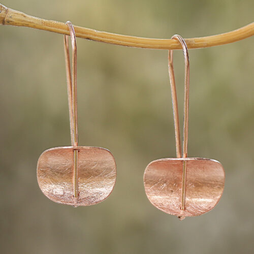 Modern Rose Gold Plated Sterling Silver Drop Earrings, 'Urban Minimalism'