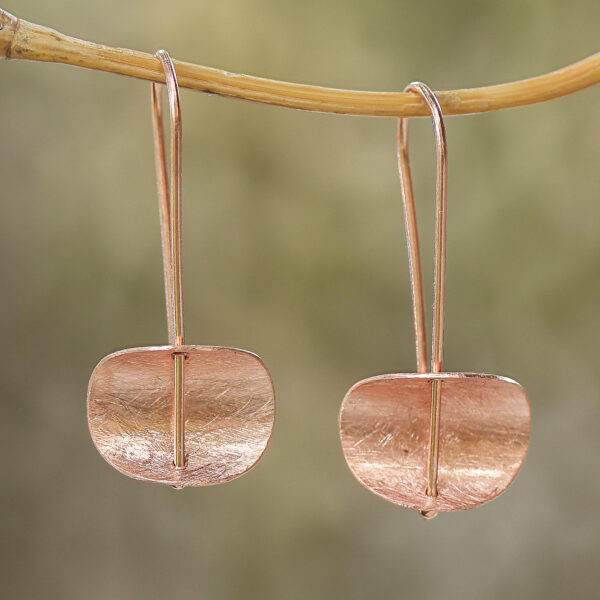 Modern Rose Gold Plated Sterling Silver Drop Earrings, 'Urban Minimalism'