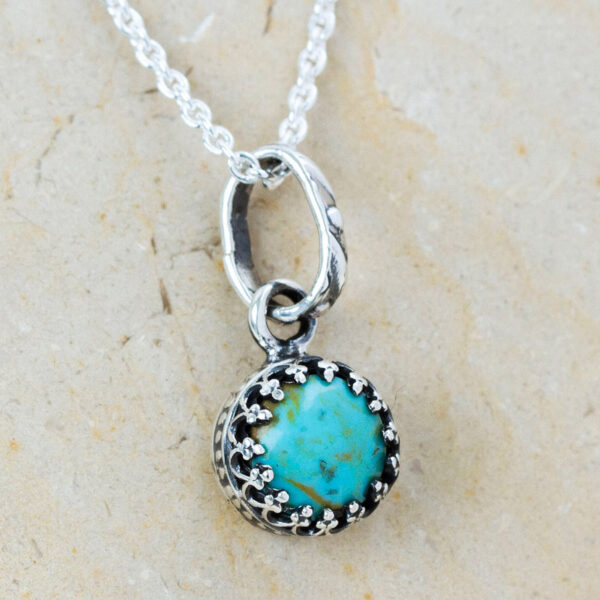 Natural Turquoise Pendant Necklace, 'Taxco Treasure'
