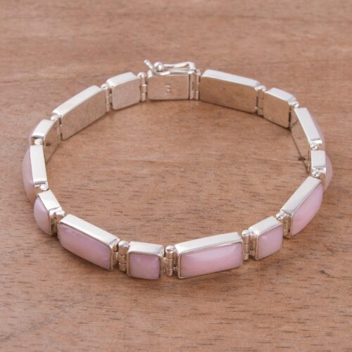 Pink Opal Link Bracelet, 'Sweetheart'