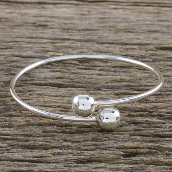 Sterling Silver Bangle Bracelet, 'Silver Friends'