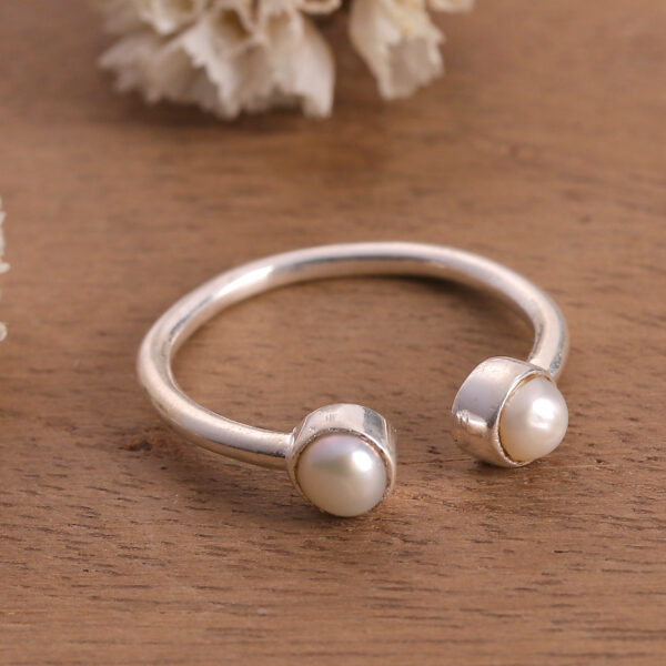 Sterling Silver Wrap Ring with 2 Round Cultured Pearls, 'Posh Gleam'