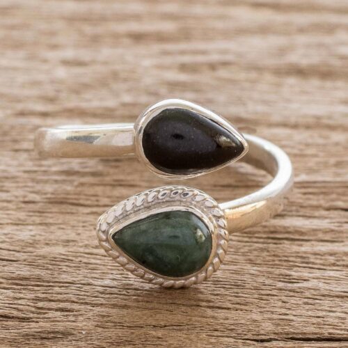 Two Color Jade Wrap Ring, 'This and That'