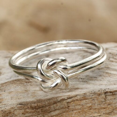 Unique Sterling Silver Band Ring, 'What Knot'