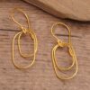 Abstract Geometric 18k Gold-Plated Brass Dangle Earrings 'Double Abstract'