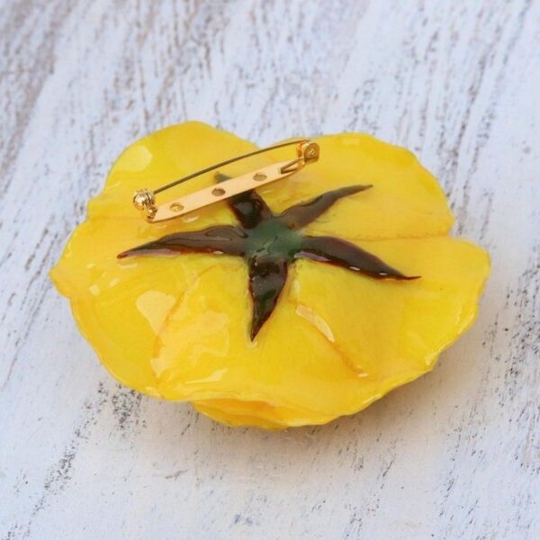 Artisan Crafted Natural Rose Brooch in Yellow from Thailand 'Rosy Mood in Yellow'