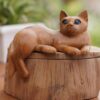 Artisan Crafted Suar Wood Cat Statuette 'From a Dream' Artisan Crafted Suar Wood Cat Statuette 'From a Dream'