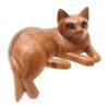 Artisan Crafted Suar Wood Cat Statuette 'From a Dream' Artisan Crafted Suar Wood Cat Statuette 'From a Dream'