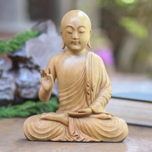 Balinese Crocodile Wood Buddha Statuette 'Karana Mudra Buddha' Balinese Crocodile Wood Buddha Statuette 'Karana Mudra Buddha'