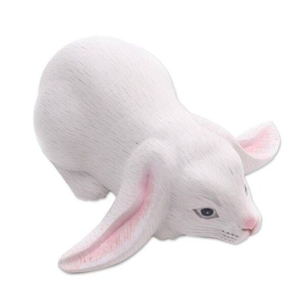 Balinese Signed White Lop-Eared Rabbit Sculpture 'White Lop Bunny' Balinese Signed White Lop-Eared Rabbit Sculpture 'White Lop Bunny'