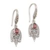 Balinese Sterling Silver and Garnet Gold Accent Earrings 'Dewdrop Caress' Balinese Sterling Silver and Garnet Gold Accent Earrings 'Dewdrop Caress'