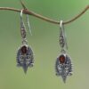 Balinese Sterling Silver and Garnet Gold Accent Earrings 'Dewdrop Caress' Balinese Sterling Silver and Garnet Gold Accent Earrings 'Dewdrop Caress'