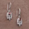 Balinese Sterling Silver and Garnet Gold Accent Earrings 'Dewdrop Caress' Balinese Sterling Silver and Garnet Gold Accent Earrings 'Dewdrop Caress'