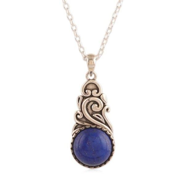 Birthstone Lapis Lazuli Cabochon Sylvan Pendant Necklace 'True Bloom' Birthstone Lapis Lazuli Cabochon Sylvan Pendant Necklace 'True Bloom'