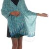 Blue and Green Traditional Hand-Stamped Batik Silk Shawl 'Kawung Biru' Blue and Green Traditional Hand-Stamped Batik Silk Shawl 'Kawung Biru'