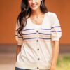 Cotton Blend Short Sleeve Striped Cardigan from Peru 'Desert Sunrise' Cotton Blend Short Sleeve Striped Cardigan from Peru 'Desert Sunrise'