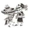 Day of the Dead Sterling Silver Brooch Pendant 'Skeletal Hat Dance' Day of the Dead Sterling Silver Brooch Pendant 'Skeletal Hat Dance'
