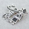 Day of the Dead Sterling Silver Brooch Pendant 'Skeletal Hat Dance' Day of the Dead Sterling Silver Brooch Pendant 'Skeletal Hat Dance'