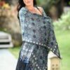Fair Trade Batik Silk Patterned Blue Shawl 'Java Starlight' Fair Trade Batik Silk Patterned Blue Shawl 'Java Starlight'